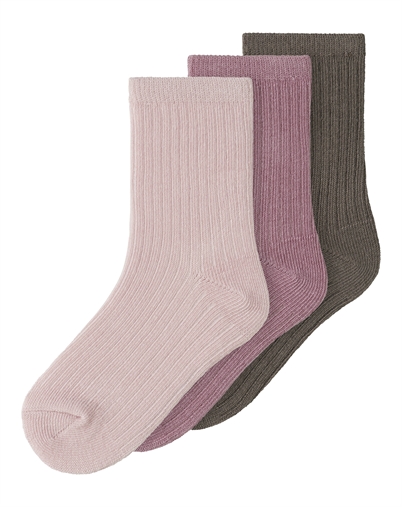 Name It - NMFNobba Socken 3er-Pack - Almond Milk/ Brown Lent